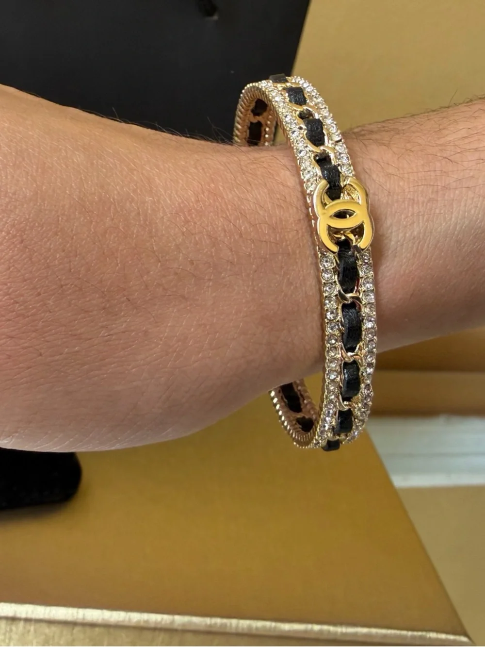 Chanel Gold and black Bangle Bracelet - Picture 11 of 12